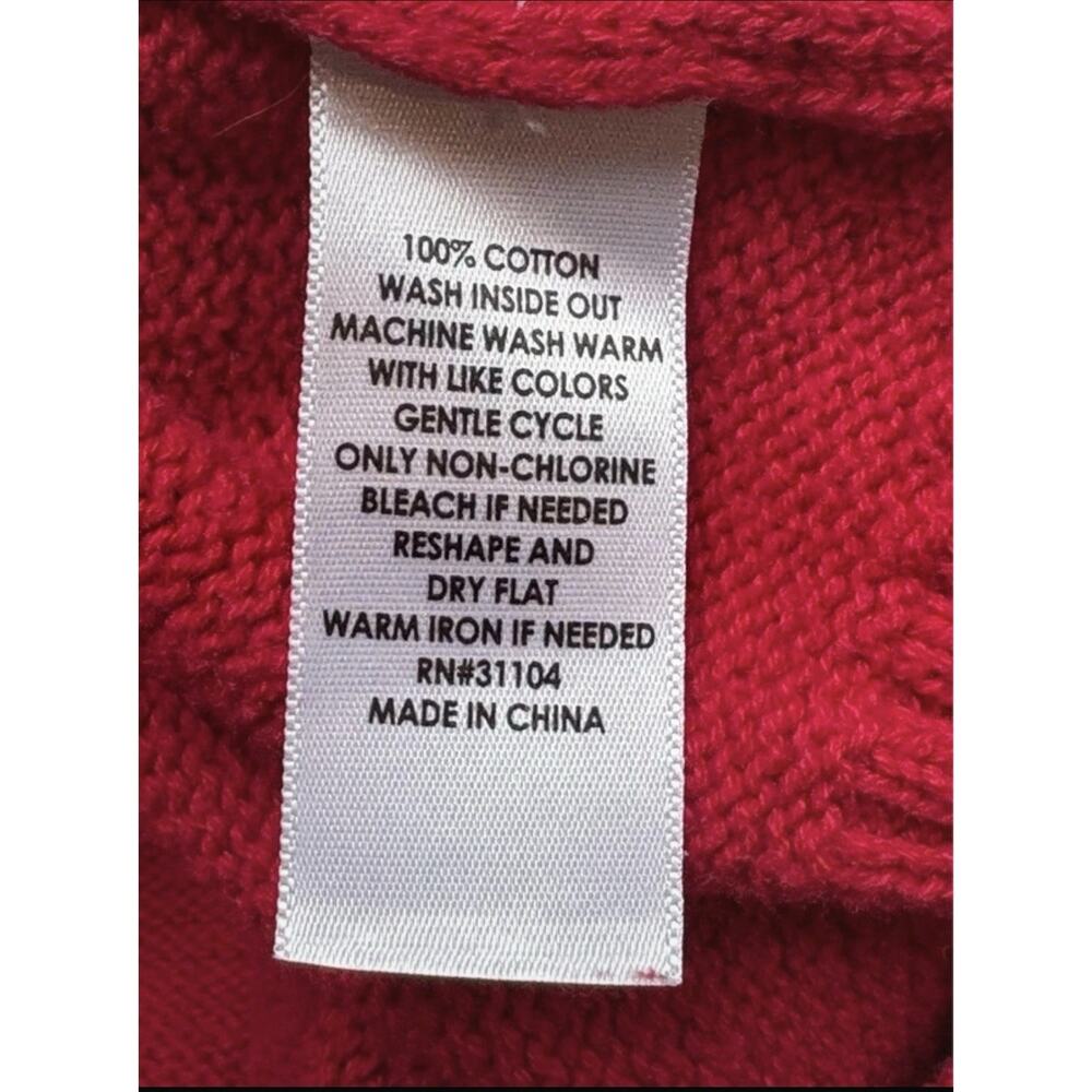 Kim Rogers Red Solid Cowl Neck Cotton Knit Long Sleeve Pullover Sweater M - Picture 5 of 5